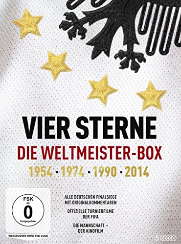 Vier Sterne – Die Weltmeister-Box – 1954 1974 1990 2014 / Alle deutschen Finalsiege mit Originalkommentaren von ARD und ZDF + Die offiziellen Turnierfilme der FIFA + Die Mannschaft (5 DVDs)
