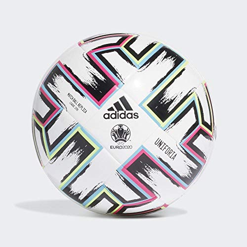 adidas Boys UNIFO LGE J290 Soccer Ball, White/Black/Signal Green/Bright Cyan, 5